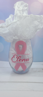 Cancer Ribbon Wine Glass (All ribbon colors available)